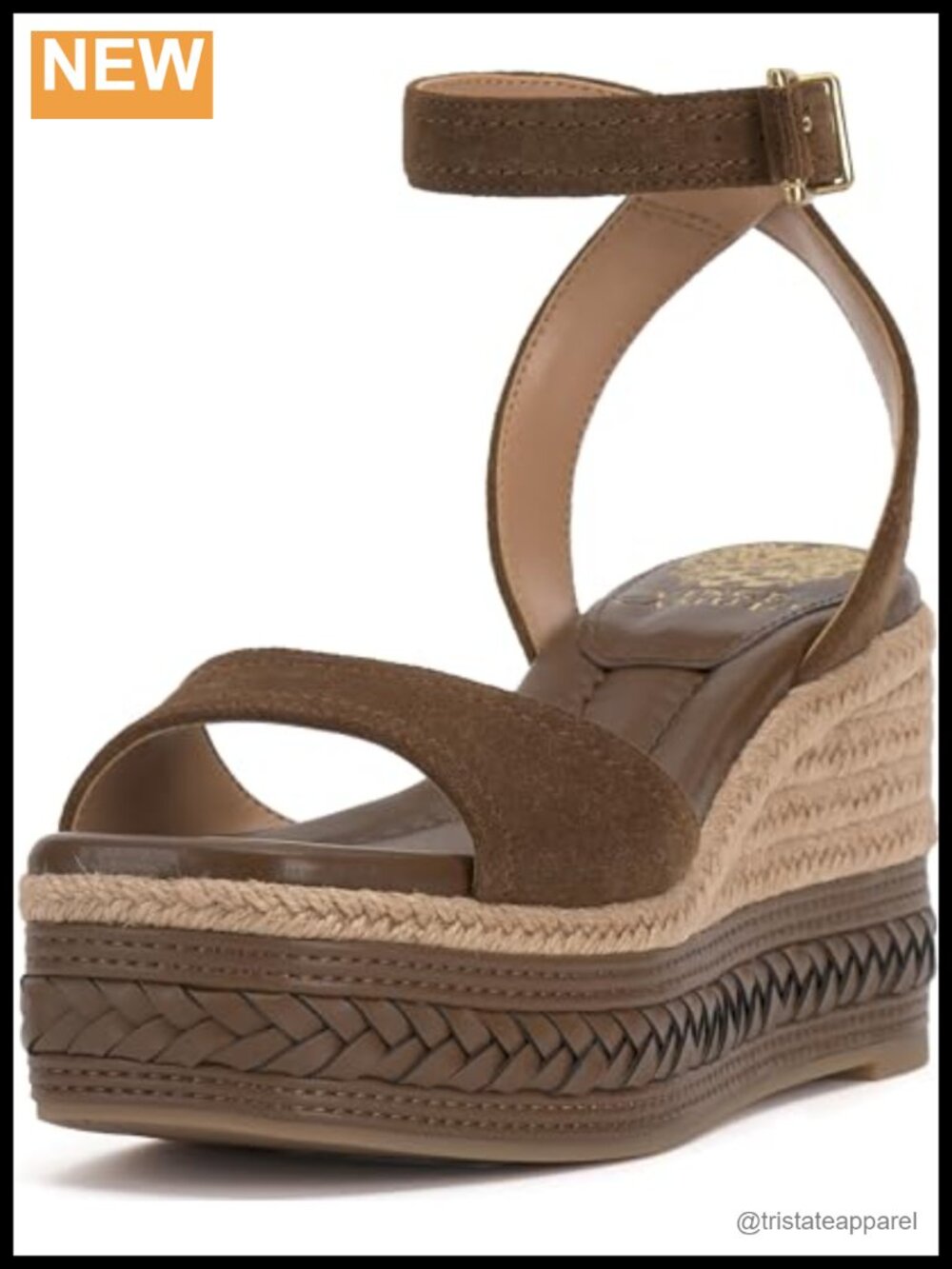 Suede Espadrille Wedge Sandal Open Toe Ankle Strap 3.2 Inch Heel